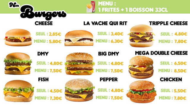 Carte Burgers — page 1